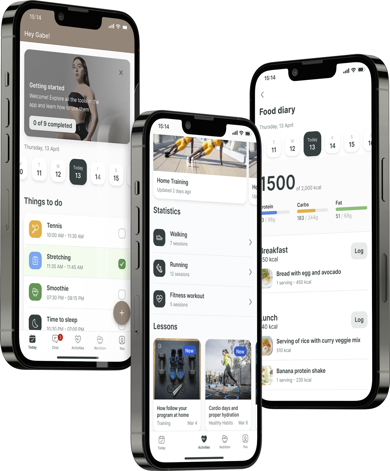 A mockup of the coaching app showcasing the features.